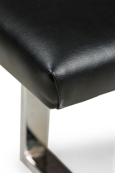 American Mid Century Black Tufted Faux Leather Bench