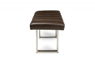 American Mid Century Brown Channel Tufted Leather Bench