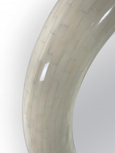 American Mid Century Cream Tessellated Bone Mirror