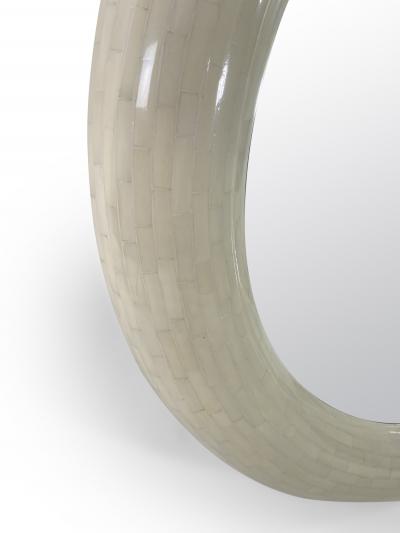 American Mid Century Cream Tessellated Bone Mirror