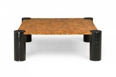 American Mid Century Enameled Black and Brown Low Coffee Table