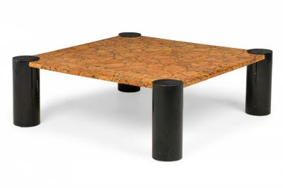American Mid Century Enameled Black and Brown Low Coffee Table