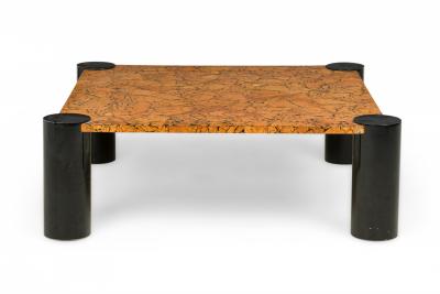 American Mid Century Enameled Black and Brown Low Coffee Table
