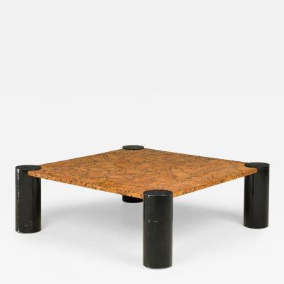 American Mid Century Enameled Black and Brown Low Coffee Table