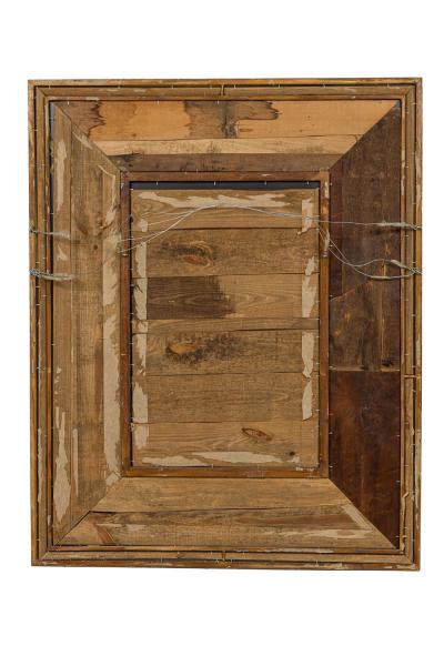 American Mid Century Gilt Wall Mirror with Geometric Frame