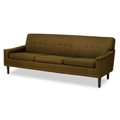 American Mid Century Greenish Brown Upholstered 3 Seater Sofa