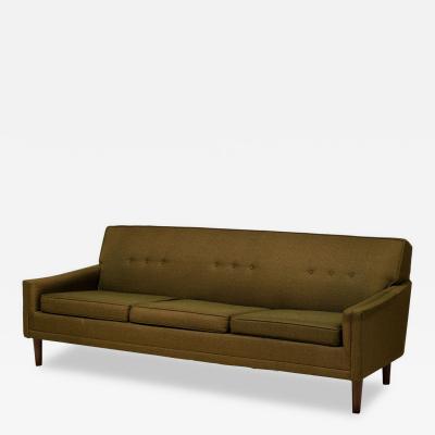 American Mid Century Greenish Brown Upholstered 3 Seater Sofa