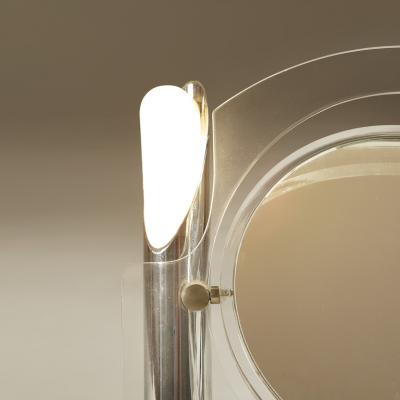 American Mid Century Lucite and chrome dressing table mirror with lights