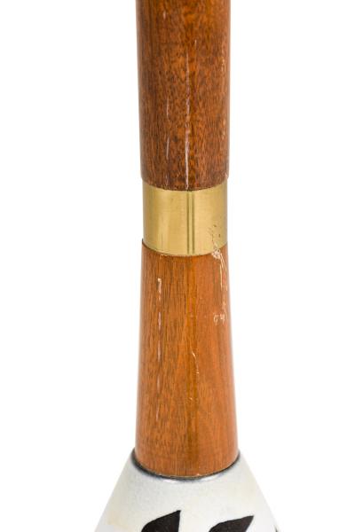 American Mid Century Milk Glass and Wooden Stem Floor Lamp