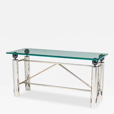 American Mid Century Modern Chrome and Glass Console Table Brueton 1960s