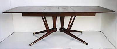 American Mid Century Modernist Expandable Dining Table with Two Wood Leaves