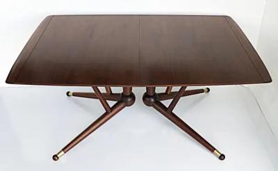 American Mid Century Modernist Expandable Dining Table with Two Wood Leaves