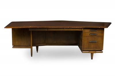 American Mid Century Monteverdi Young Walnut Angular Executive Desk