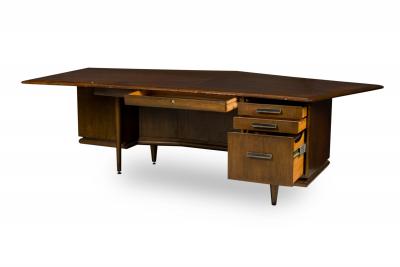 American Mid Century Monteverdi Young Walnut Angular Executive Desk