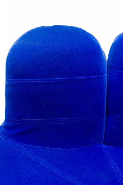 American Mid Century Pop Art Style Blue Velour Upholstered Hand Chair