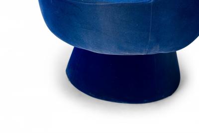 American Mid Century Pop Art Style Blue Velour Upholstered Hand Chair