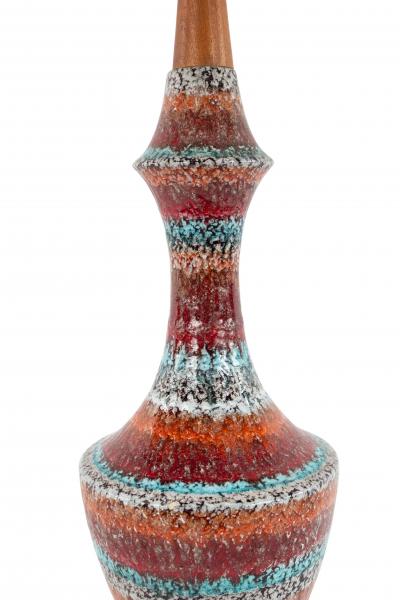 American Mid Century Red Porcelain Table Lamp