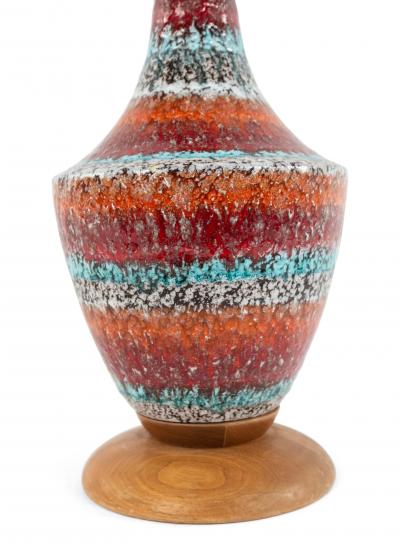 American Mid Century Red Porcelain Table Lamp