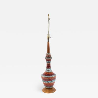 American Mid Century Red Porcelain Table Lamp