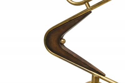 American Mid Century Teak and Brass Boomerang Floor Lamp