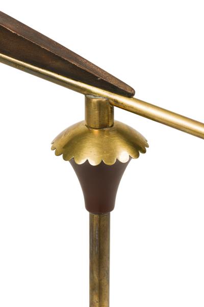American Mid Century Teak and Brass Boomerang Floor Lamp