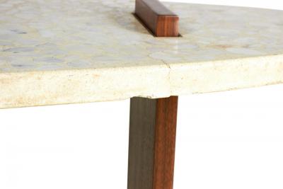 American Mid Century Terrazzo and Walnut Surfboard Form Coffee Table manner of