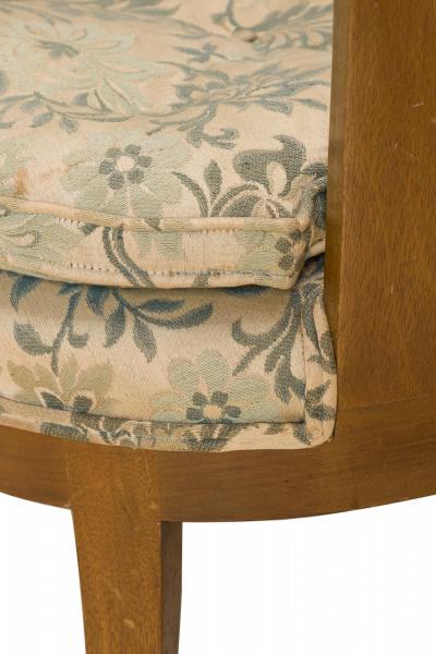 American Mid Century Walnut And Floral Fabric Upholstery Spoonback Side Chair