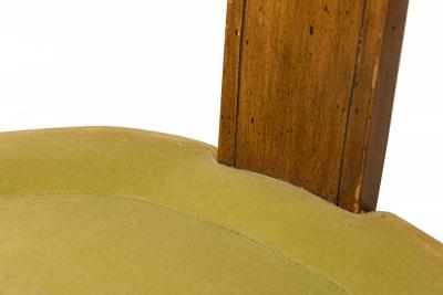 American Mid Century Walnut And Green Velvet Upholstery Spoonback Side Chair