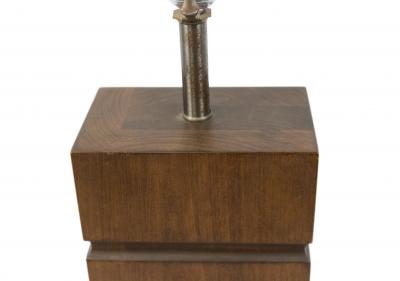 American Mid Century Wood Block Table Lamp