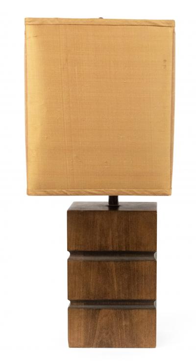 American Mid Century Wood Block Table Lamp