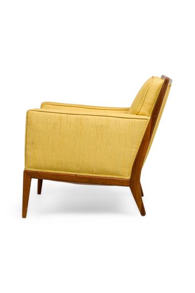 American Mid Century Yellow Fabric Upholstered Lounge Chairs