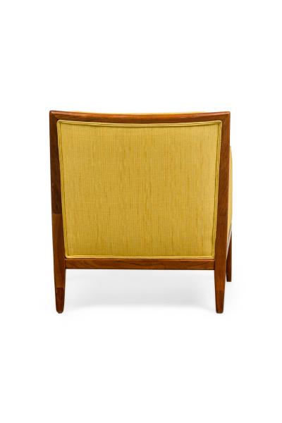 American Mid Century Yellow Fabric Upholstered Lounge Chairs