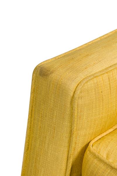 American Mid Century Yellow Fabric Upholstered Lounge Chairs