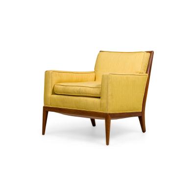 American Mid Century Yellow Fabric Upholstered Lounge Chairs
