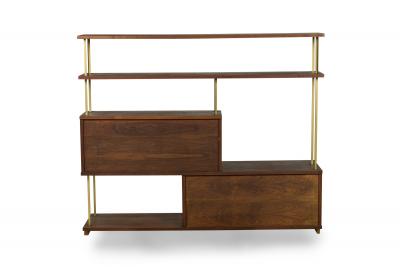 American Mid Century brass and walnut etagere
