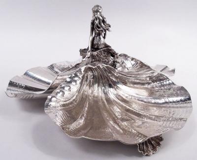 American Midcentury Classical Mermaid Scallop Shell Centerpiece Bowl