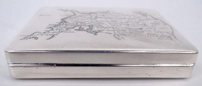 American Midcentury Modern Sterling Silver Box with Lower 48 Map