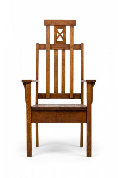 American Mission High Back Oak Armchair