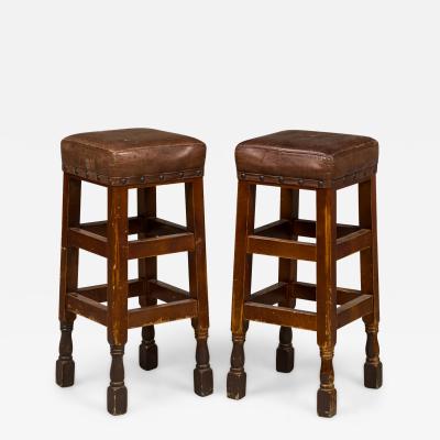 American Mission Leather and wood Barstools