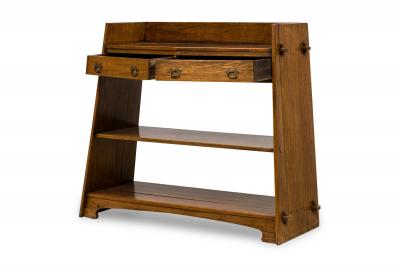 American Mission oak sideboard with 3 shelves and 2 drawers