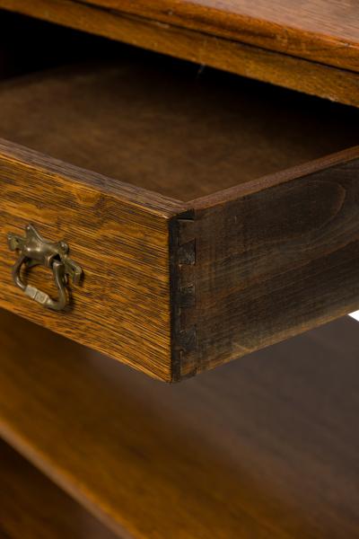 American Mission oak sideboard with 3 shelves and 2 drawers