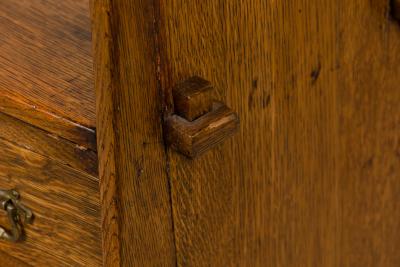 American Mission oak sideboard with 3 shelves and 2 drawers