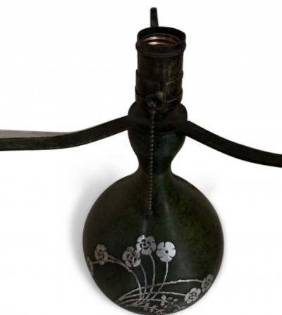 American Mission style bronze green patina table lamp