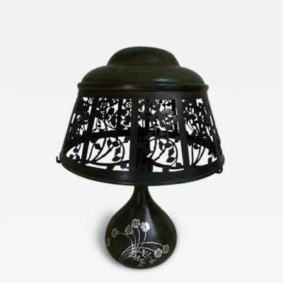 American Mission style bronze green patina table lamp