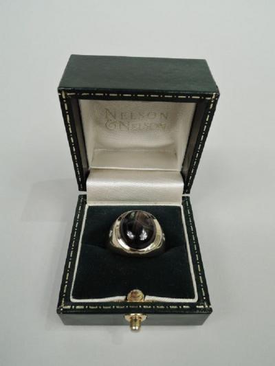 American Modern 14K Yellow Gold and Tigers Eye Man s Ring