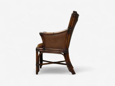 American Modern Bamboo Rattan Arm Chairs USA 1970s