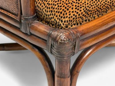 American Modern Bamboo Rattan Arm Chairs USA 1970s