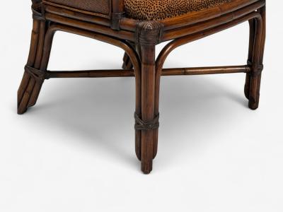 American Modern Bamboo Rattan Arm Chairs USA 1970s