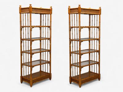 American Modern Bamboo Wood Etageres USA 1980s