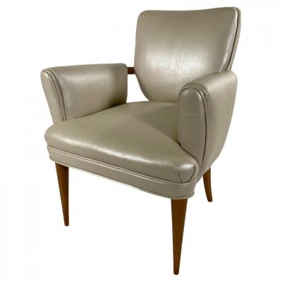 American Modern Bleached Mahogany and Leather Armchair Paul Frankl